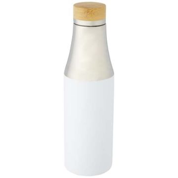 Hulan miedziana, próżniowo izolowana butelka o pojemności 540 ml z bambusową pokrywką-Biały – Gift Design