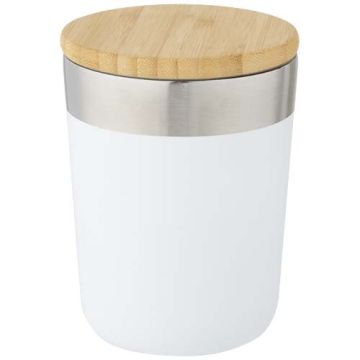Lagan Miedziany kubek ze stali nierdzewnej o pojemności 330 ml, izolowany próżniowo, z bambusową pokrywką-Biały – Gift Design