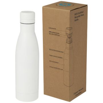 Vasa butelka ze stali nierdzwenej z recyklingu z miedzianą izolacją próżniową o pojemności 500 ml posiadająca certyfikat RCS -Biały – Gift Design