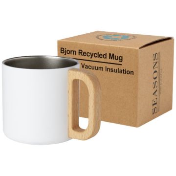 Bjorn kubek ze stali nierdzewnej z certyfikatem RCS i miedzianą izolacją próżniową o pojemności 360 ml-Biały – Gift Design