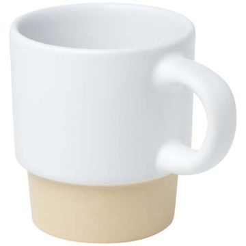 Olympia kubek do espresso z glinianym dnem, z możliwością układania w stosy, 130 ml-Biały – Gift Design