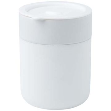 Java kubek ceramiczny z silikonową osłoną i plastikową pokrywką 330 ml-Biały – Gift Design