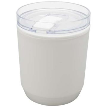 Hudson kubek z podwójnymi ściankami o pojemności 180 ml wykonany z tworzyw sztucznych pochodzących z recyklingu-Biały – Gift Design