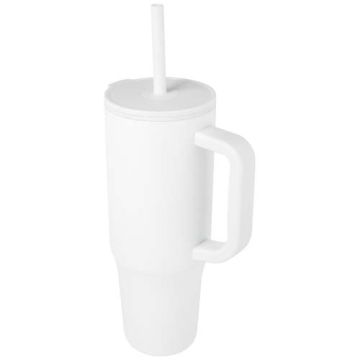 Brady izolowany kubek z certyfikatem RCS o pojemności 900 ml z silikonową słomką-Biały – Gift Design