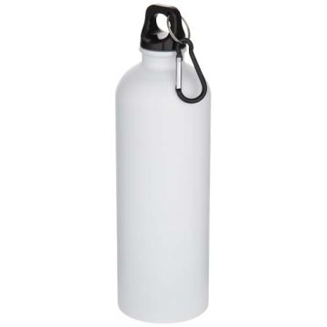 Oregon butelka na wodę o pojemności 750 ml z karabińczykiem i jednowarstwową ścianką ze stali nierdzewnej, posiadająca certyf-Biały – Gift Design