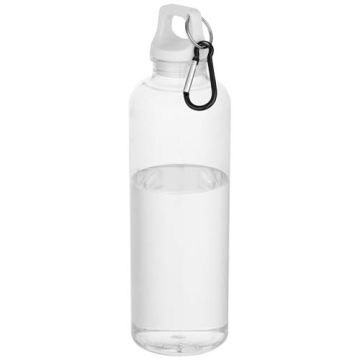 Oregon butelka na wodę o pojemności 750 ml z karabińczykiem wykonana z tworzyw sztucznych pochodzących z recyklingu z certyfi-Biały – Gift Design