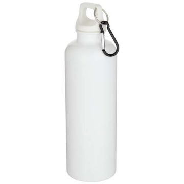 Oregon butelka na wodę o pojemności 750 ml z w jednolitym kolorze z karabińczykiem, wykonana z tworzyw sztucznych pochodzącyc-Biały – Gift Design