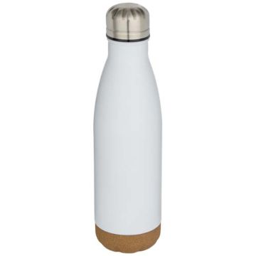 Cove butelka na wodę o pojemności 500 ml ze stali nierdzewnej z podwójnymi ściankami i izolacją próżniową oraz detalami korko-Biały – Gift Design