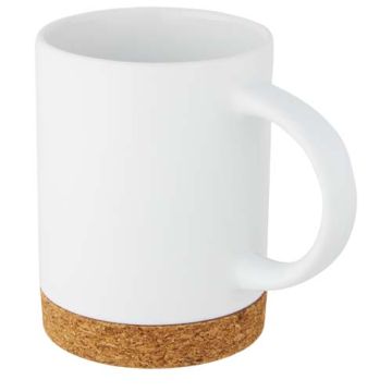 Neiva Kubek ceramiczny o pojemności 425 ml z korkową podstawą-Biały – Gift Design