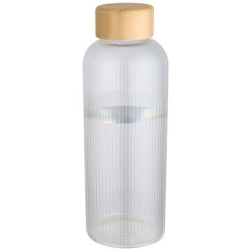 Mirage butelka ze szkła borokrzemowego o pojemności 650 ml z pojedynczą ścianką i zakrętką bambusową-Przezroczysty – Gift Design