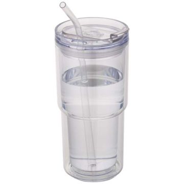 Kubek plastikowy Archer o pojemności 480 ml z podwójnymi ściankami-Przezroczysty klarowny – Gift Design