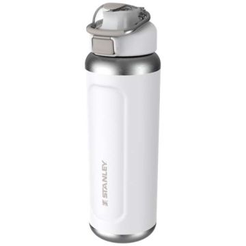 Termoizolowany bidon na wodę Stanley Classic Wellspring 710 ml wykonany z recyklingowanej stali nierdzewnej-Biały – Gift Design