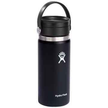 Kubek termiczny Hydro Flask Wide Mouth 473 ml ze stali nierdzewnej, z izolacją termiczną i pokrywką Flex Sip™-Czarny – Gift Design