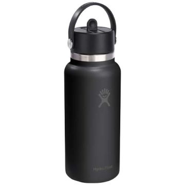 Hydro Flask Wide Mouth 946 ml – termoizolowana butelka na wodę ze stali nierdzewnej, z nakrętką ze słomką-Biały – Gift Design