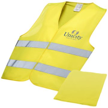 Kamizelka bezpieczeństwa Watch-out do użytku profesjonalnego w pokrowcu-Neonowy żółty – Gift Design