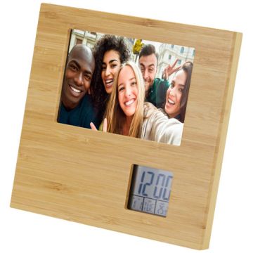 Sasa bambusowa ramka na zdjęcia ze stacją pogodową-Naturalny – Gift Design