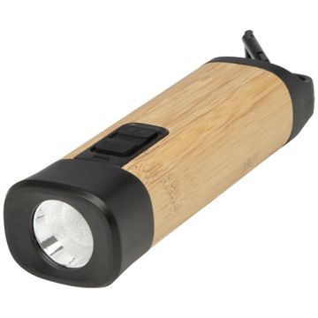 Kuma latarka z karabińczykiem wykonana z bambusa i tworzyw sztucznych pochodzących z recyklingu z certyfikatem RCS-Naturalny – Gift Design