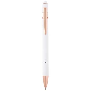 Nanna długopis z wykończeniem w kolorze różowego złota -Biały – Gift Design