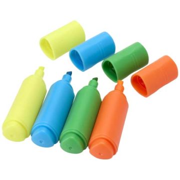 Zestaw minizakreślaczy wykonanych z tworzywa sztucznego pochodzącego z recyklingu-Wielokolorowy – Gift Design