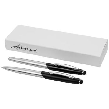 Długopis ze stylusem i pióro kulkowe Geneva-Srebrny – Gift Design