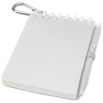 Lig Mini outdoorowy zestaw z notatnikiem w miękkiej okładce z tworzyw sztucznych pochodzących z recyklingu i długopisem (nieb-Przezroczysty – Gift Design
