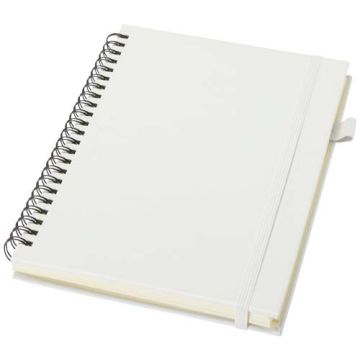 Liss - notatnik spiralny A5 z twardą okładką wykonaną z tworzywa sztucznego pochodzącego z recyklingu-Biały – Gift Design
