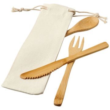 Zestaw sztućców z drewna bambusowego Celuk-Naturalny – Gift Design