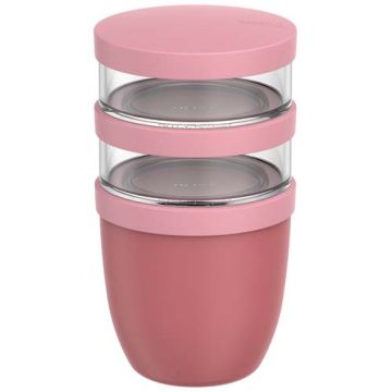 Mepal Ellipse 3-częściowy pojemnik na lunch o pojemności 500 ml + 2 x 200 ml-Różowy – Gift Design