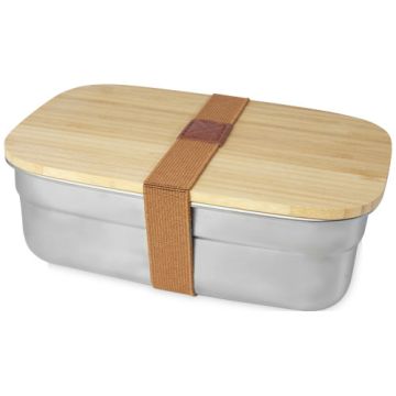 Pudełko śniadaniowe Tite ze stali nierdzewnej z bambusową pokrywką-Naturalny – Gift Design