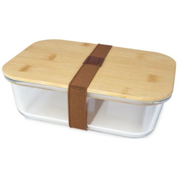 Pudełko śniadaniowe ze szkła Roby z bambusową pokrywką-Naturalny – Gift Design