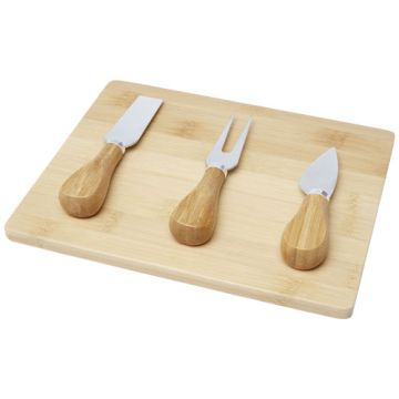 Bambusowa deska i przyrządy do serów Ement-Naturalny – Gift Design