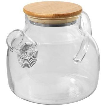 Dzbanek do herbaty Zen z sitkiem i bambusową pokrywką-Przezroczysty – Gift Design