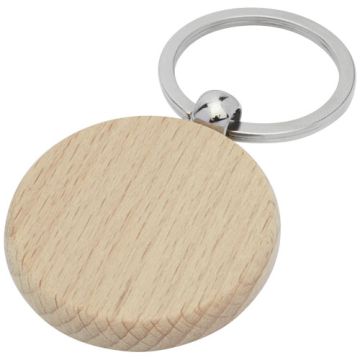 Okrągły brelok do kluczy Giovanni z drewna bukowego-Naturalny – Gift Design