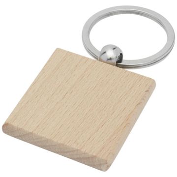 Kwadratowy brelok do kluczy Gioia z drewna bukowego-Naturalny – Gift Design