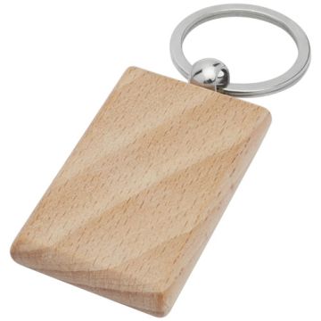 Prostokątny brelok do kluczy Gian z drewna z brzozy-Naturalny – Gift Design