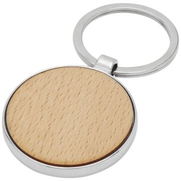 Okrągły brelok do kluczy Moreno z drewna bukowego-Naturalny – Gift Design