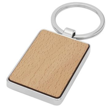 Prostokątny brelok do kluczy Mauro z drewna bukowego-Naturalny – Gift Design