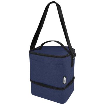 Torba termoizolacyjna na lunch Tundra mieszcząca 9 puszek, wykonana z plastiku PET z recyklingu-Melanż granatowy – Gift Design