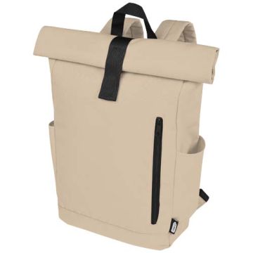 Byron plecak na laptopa 15,6 cala z tworzywa RPET z certyfikatem GRS z zawijanym zamknięciem, 18 l-Owsianka – Gift Design