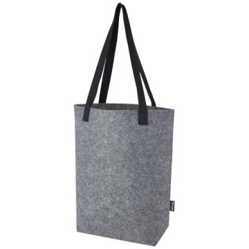 Felta torba z długimi uchwytami z filcu z materiałów z recyklingu z certyfikatem GRS z szerokim dnem o pojemności 12 l-Średni szary – Gift Design