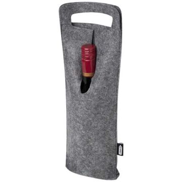 Felta filcowa torba na wino o pojemności 75 cl wykonana z materiałów z recyklingu z certyfikatem GRS-Średni szary – Gift Design