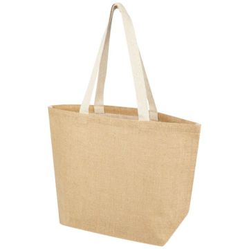 Juta torba z długimi uchwytami z juty o gramaturze 300 g-m² i pojemności 12 l-Naturalny – Gift Design