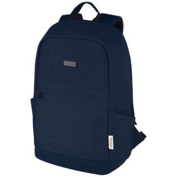 Joey 15,6-calowy plecak na laptopa z płótna z recyklingu z certyfikatem GRS o pojemności 18 l-Granatowy – Gift Design