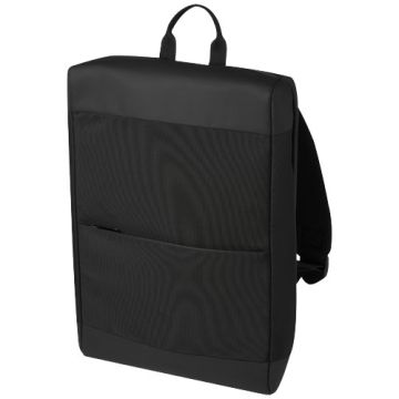Rise plecak na laptopa o przekątnej 15,6 cali z tworzywa sztucznego pochodzącego z recyclingu z certyfikatem GRS -Czarny – Gift Design