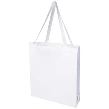 Madras torba na zakupy z bawełny z recyklingu z certyfikatem GRS 140 g-m² z dnem 12L-Biały – Gift Design