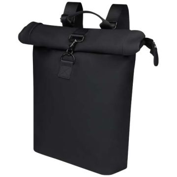 Plecak na laptopa 15,6" Turner z materiałów recyklingowanych GRS, o pojemności 12 l, ze zwijaną klapą-Czarny – Gift Design