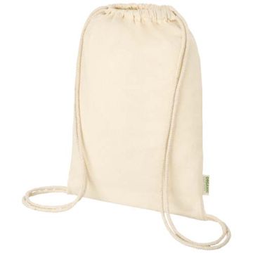 Odisha organiczny sznurowany worek z certyfikatem OCS o gramaturze 100 g-m², 5 l-Naturalny – Gift Design