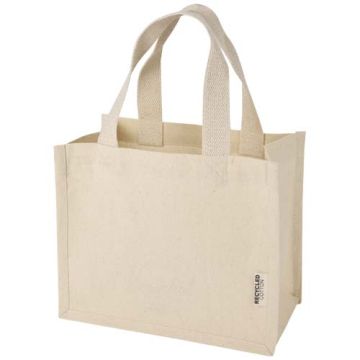 Odessa mini torba na zakupy z dnem wykonana bawełny z recyklingu z certyfikatem GRS o gramaturze 220 g-m² i pojemności 9 l-Naturalny – Gift Design