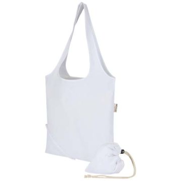 Madras Blend - torba na zakupy, wykonana z recyklingowanej baweły o gramaturze 140 g-m² posiadającej certyfikat GRS, składana-Biały – Gift Design