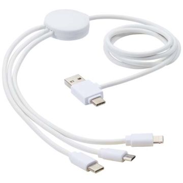 Pure kabel do ładowania 5-w-1 z dodatkiem antybakteryjnym-Biały – Gift Design